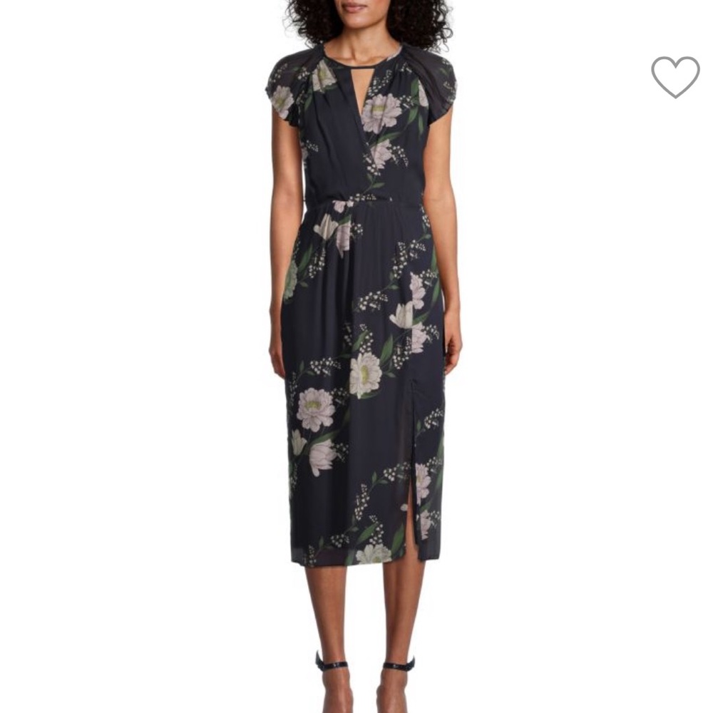 ML MONIQUE LHUILLIER Floral Midi Dress Size 6